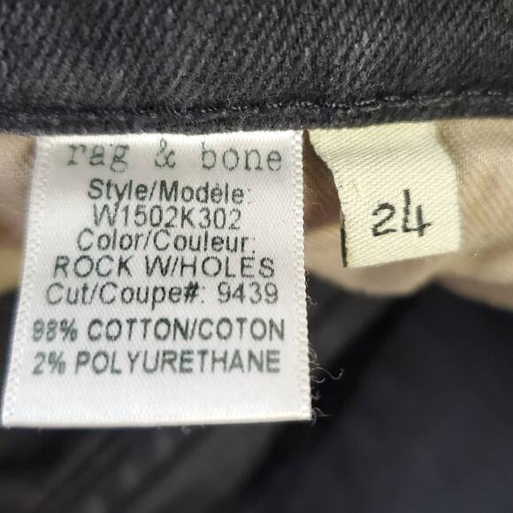 rag & bone Women's Soft Black Skinny Jeans Size 24 Rock w/ Holes Distressed Boho - Picture 8 of 10